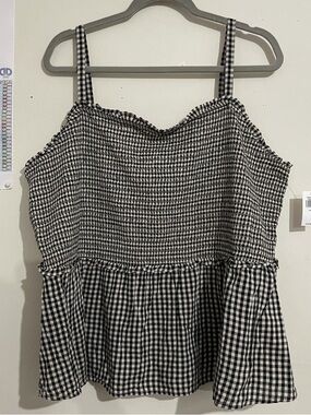 OLD NAVY Black & White Gingham Smocked Tank Top Blouse Size 3X